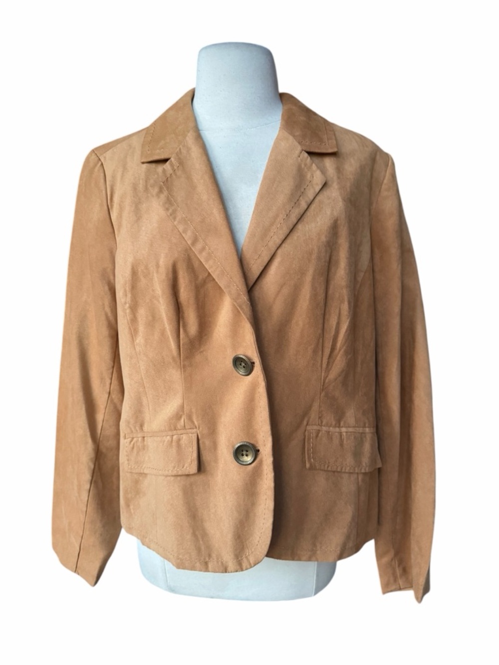NWOT Y2K Studio Works Camel-Colored Soft Matte Faux Suede Blazer